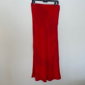 MARIA CHER Alice Long Silk Maxi Skirt red cherry large